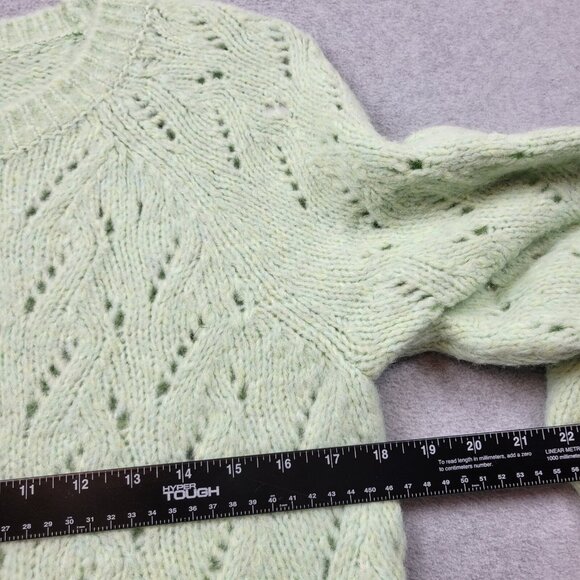 J Crew Sweater Womens Small Pointelle Knit Mint Green Puff Sleeve BJ595 New - Picture 3 of 12